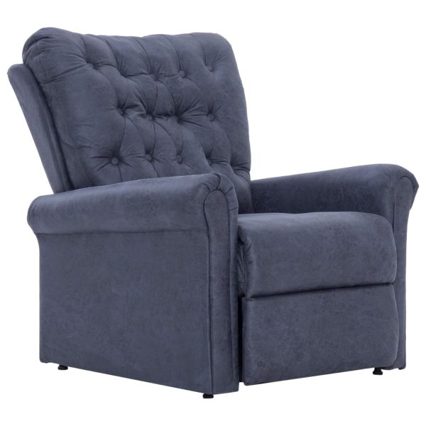 Reclining Chair Grey Faux Suede Leather