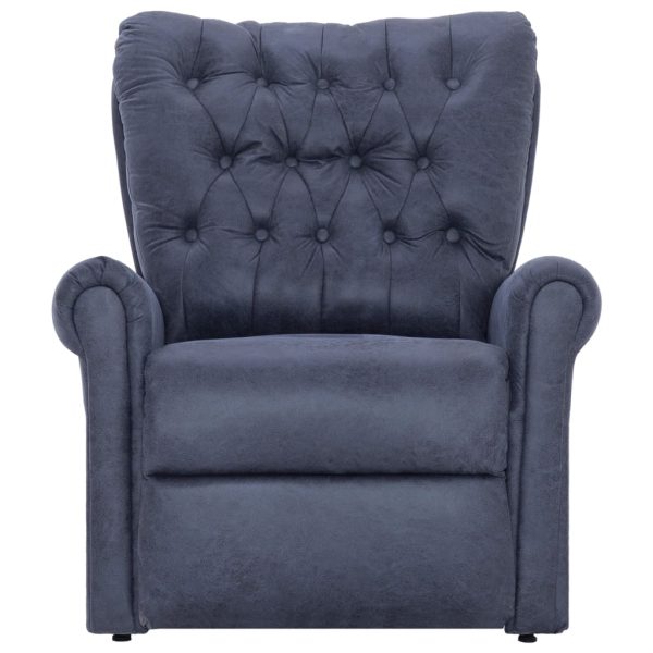 Reclining Chair Grey Faux Suede Leather