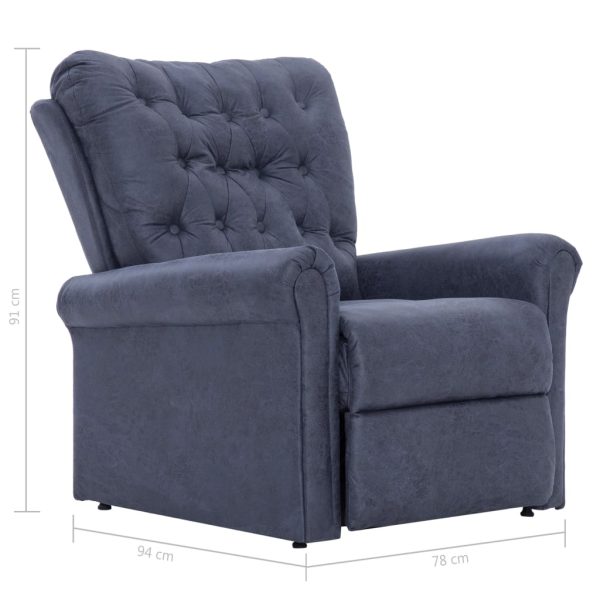 Reclining Chair Grey Faux Suede Leather