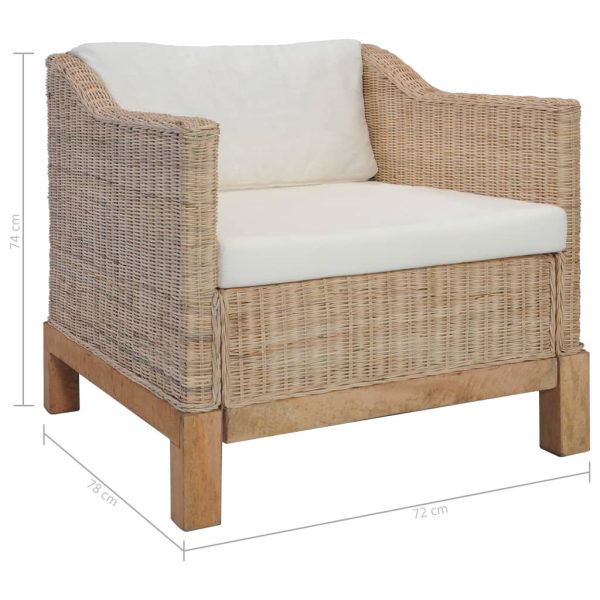 Armchair with Cushions Natural Rattan