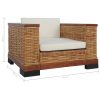 Armchair with Cushions Brown Natural Rattan