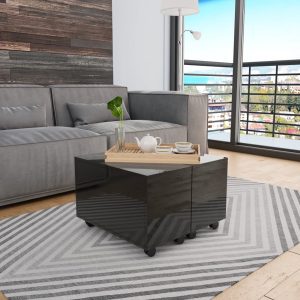 Coffee Table Engineered Wood – 60x60x35 cm, Black