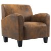 Sofa Chair Brown Faux Suede Leather