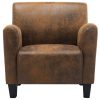 Sofa Chair Brown Faux Suede Leather