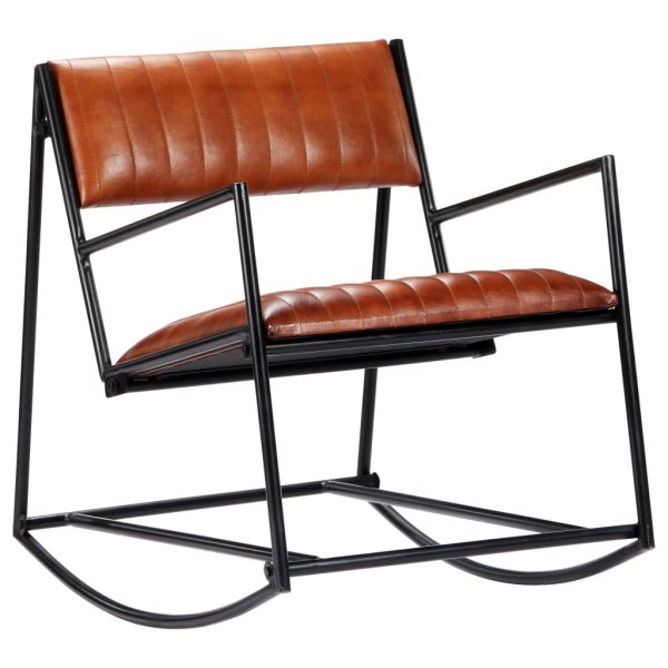 Rocking Chair Brown Real Leather