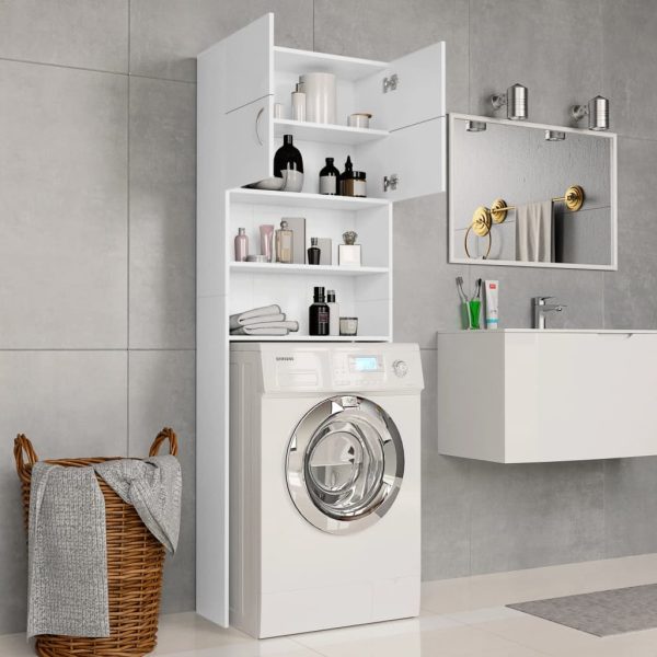 Washing Machine Cabinet 64×25.5×190 cm Engineered Wood – White