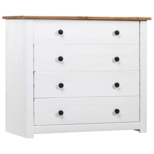 Side Cabinet 80x40x73 cm Pine Panama Range – White and Wood