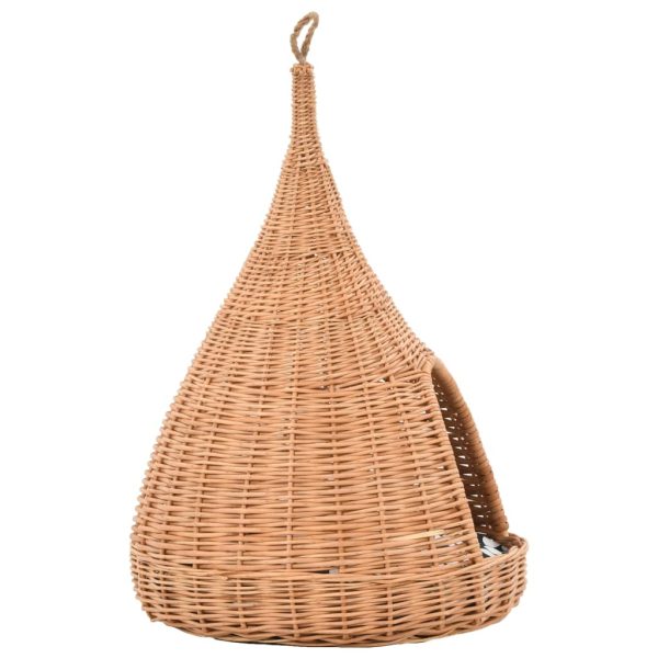 Cat House with Cushion 40×60 cm Natural Willow Teepee