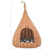 Cat House with Cushion 40×60 cm Natural Willow Teepee