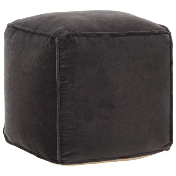 Pouffe Cotton Velvet 40x40x40 cm – Anthracite