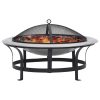 Outdoor Fire Pit with Grill Stainless Steel 76 cm