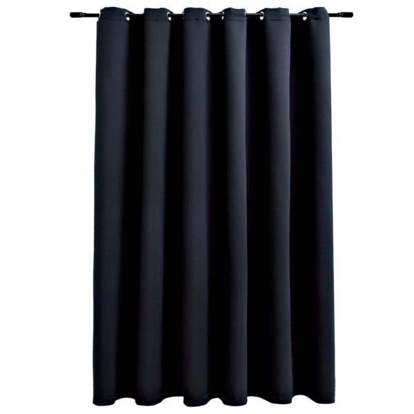 Blackout Curtain with Metal Rings 290×245 cm – Black