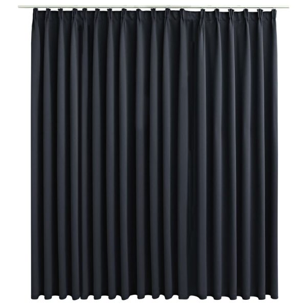 Blackout Curtain with Hooks 290×245 cm – Black