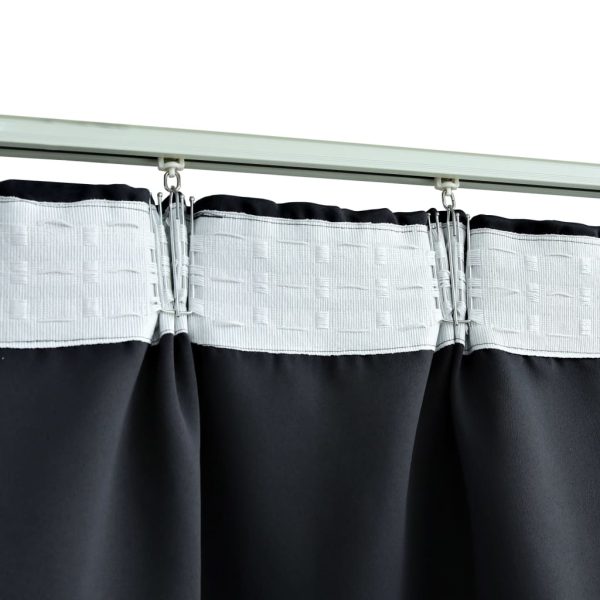 Blackout Curtain with Hooks 290×245 cm – Black