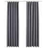 Blackout Curtains with Hooks 2 pcs 140×245 cm – Grey