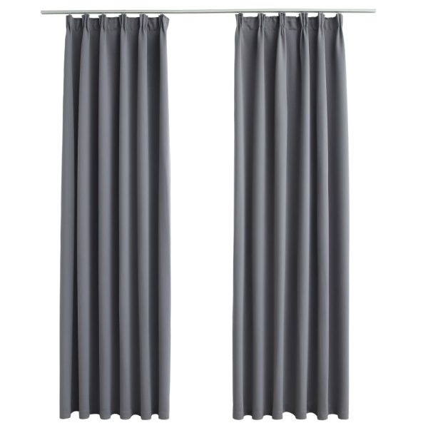 Blackout Curtains with Hooks 2 pcs 140×245 cm – Grey