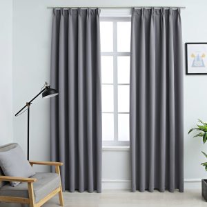 Blackout Curtains with Hooks 2 pcs 140x245 cm