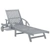 Garden Sun Lounger Grey Solid Acacia Wood