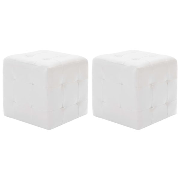 Pouffe 2 pcs 30x30x30 cm Faux Leather – White