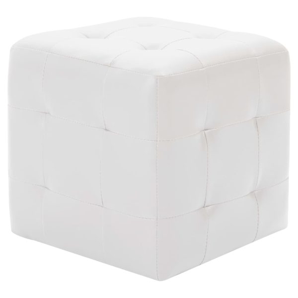 Pouffe 2 pcs 30x30x30 cm Faux Leather – White