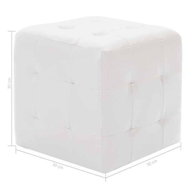 Pouffe 2 pcs 30x30x30 cm Faux Leather – White