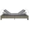 2-Person Sunbed with Cushion Poly Rattan – Grey