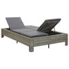 2-Person Sunbed with Cushion Poly Rattan – Grey