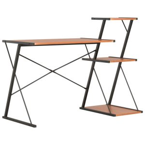 Desk with Shelf 116x50x93 cm – Black and Brown