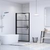 Shower Door Tempered Glass Black – 81×195 cm