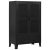 Office Cabinet with Mesh Doors Industrial Black 75x40x120 cm Steel