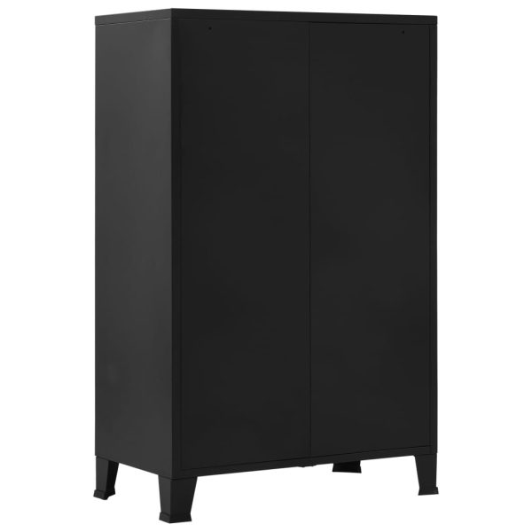 Office Cabinet with Mesh Doors Industrial Black 75x40x120 cm Steel