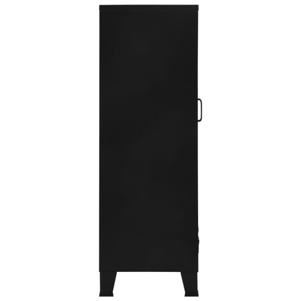 Office Cabinet with Mesh Doors Industrial Black 75x40x120 cm Steel