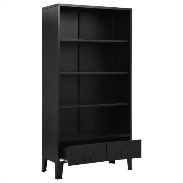 Bookshelf Industrial Black 90x40x180 cm Steel