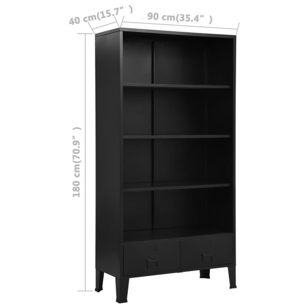 Bookshelf Industrial Black 90x40x180 cm Steel