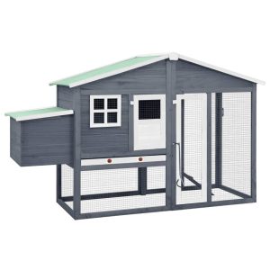 Chicken Coop with Nest Box Solid Fir Wood – Grey