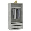 Wardrobe 100x50x200 cm Engineered Wood – Concrete Grey