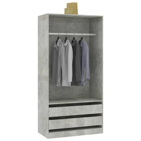 Wardrobe 100x50x200 cm Engineered Wood – Concrete Grey