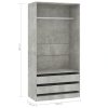 Wardrobe 100x50x200 cm Engineered Wood – Concrete Grey