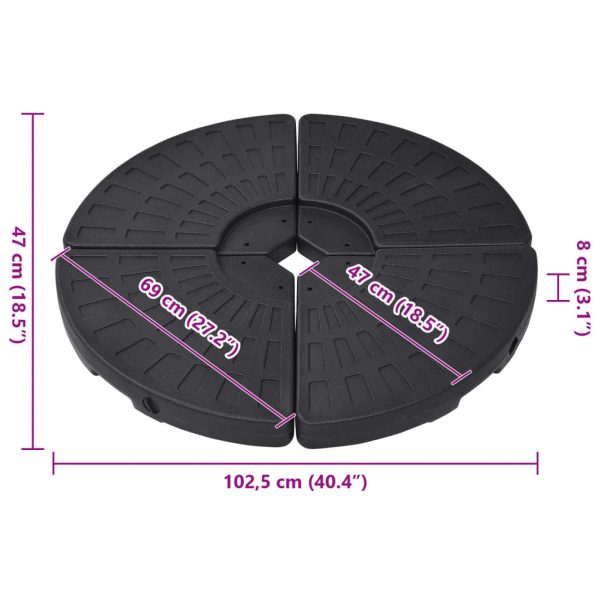 Umbrella Base Fan-shaped 4 pcs Black