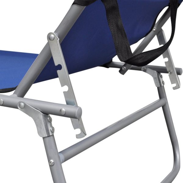 Folding Sun Lounger with Canopy Aluminium – Light Blue