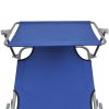 Folding Sun Lounger with Canopy Aluminium – Light Blue