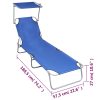 Folding Sun Lounger with Canopy Aluminium – Light Blue