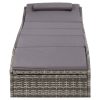 Sunbed with Cushion Poly Rattan – Grey