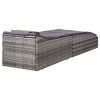 Sunbed with Cushion Poly Rattan – Grey