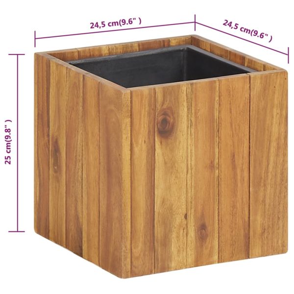 Garden Raised Bed Pot Solid Acacia Wood – 24.5×24.5×25 cm