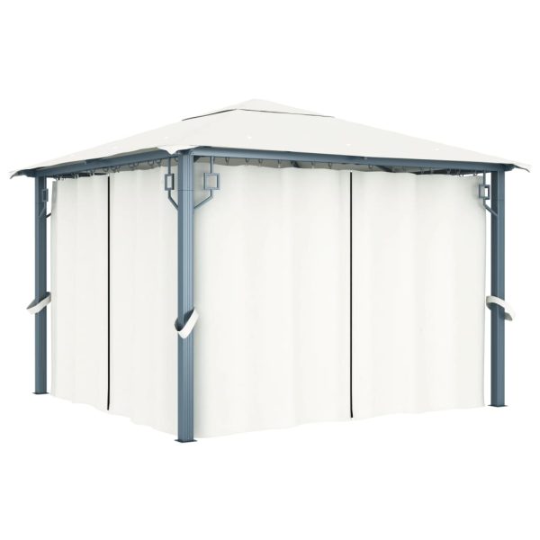 Gazebo with Curtain Aluminium – 300×300 cm, Cream