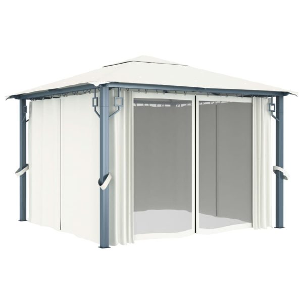 Gazebo with Curtain Aluminium – 300×300 cm, Cream