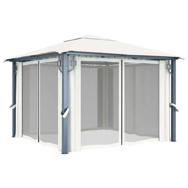 Gazebo with Curtain Aluminium – 300×300 cm, Cream