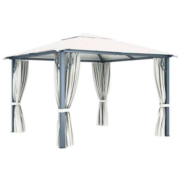 Gazebo with Curtain Aluminium – 300×300 cm, Cream