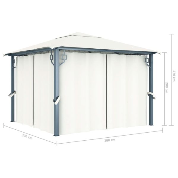 Gazebo with Curtain Aluminium – 300×300 cm, Cream